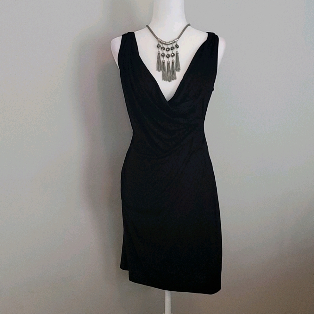 Elie Tahari black drape dress